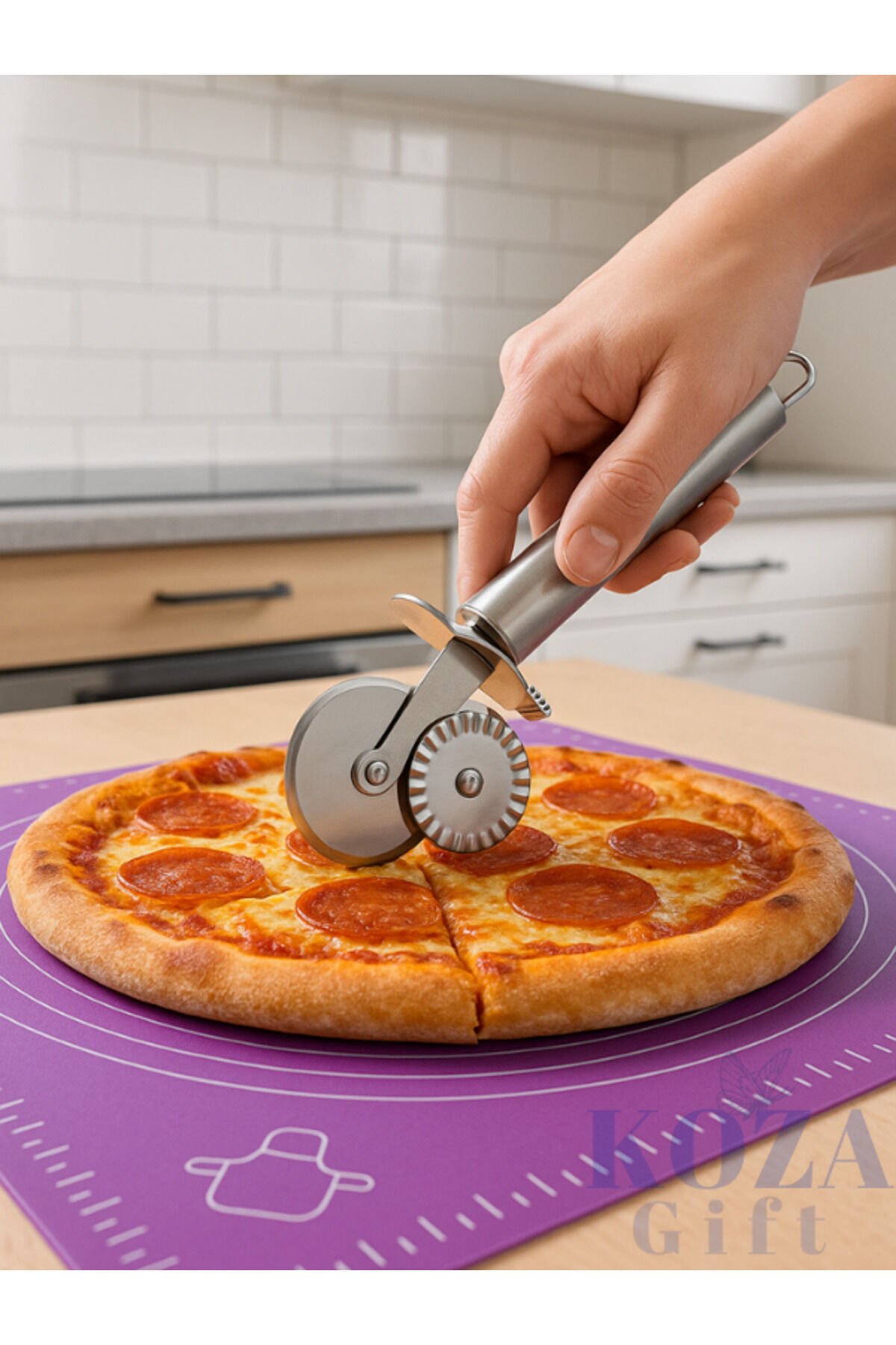 Çelik Çift Başlıklı Pizza Mantı Hamur Kesici Kesme Bıçağı Hamur Ruleti Hamur Şekillendirme Makinesi Tek Ebat
