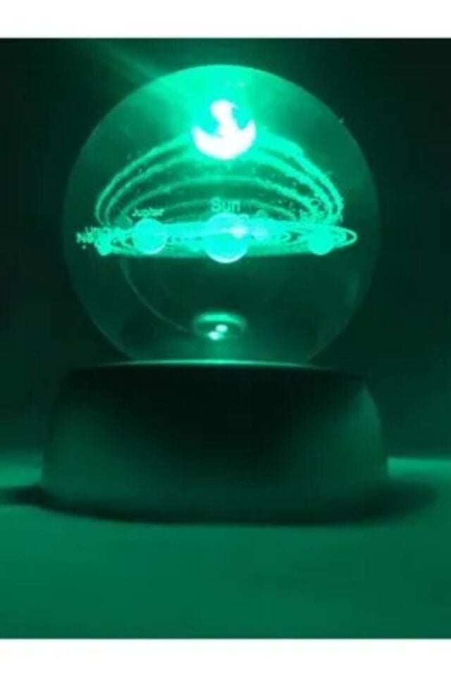 Güneş Sistemi 3d Kristal Işıklı Cam Küre.