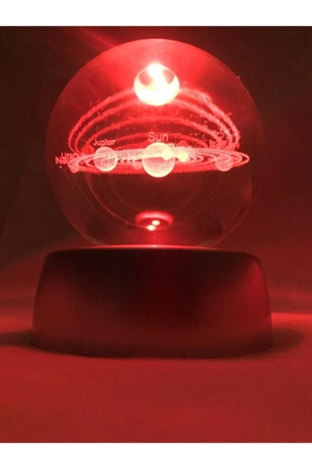 Güneş Sistemi 3d Kristal Işıklı Cam Küre.