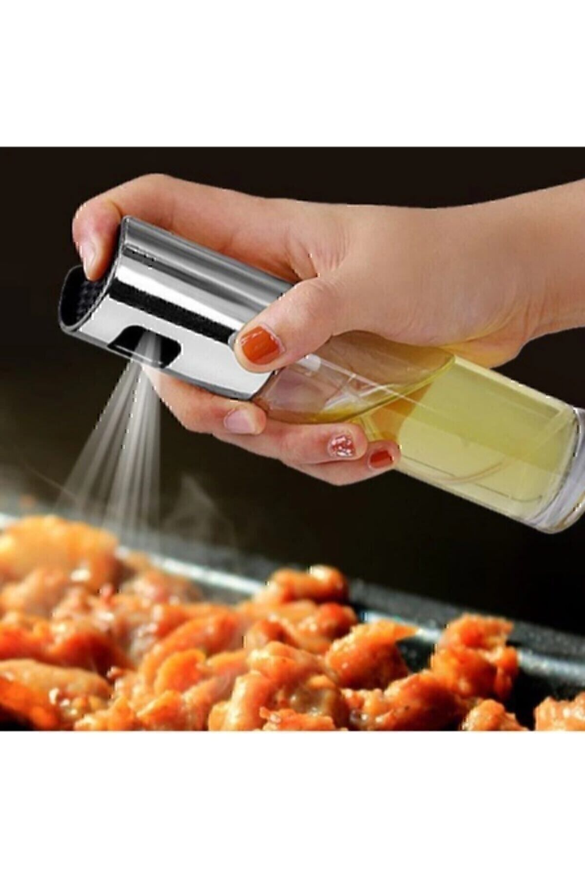 Sprey Cam Şişe Zeytinyağı, Sirke, Yağ Püskürtücü Karışık Renk Yağdanlık 100 ml Şeffaf - Tek Ebat