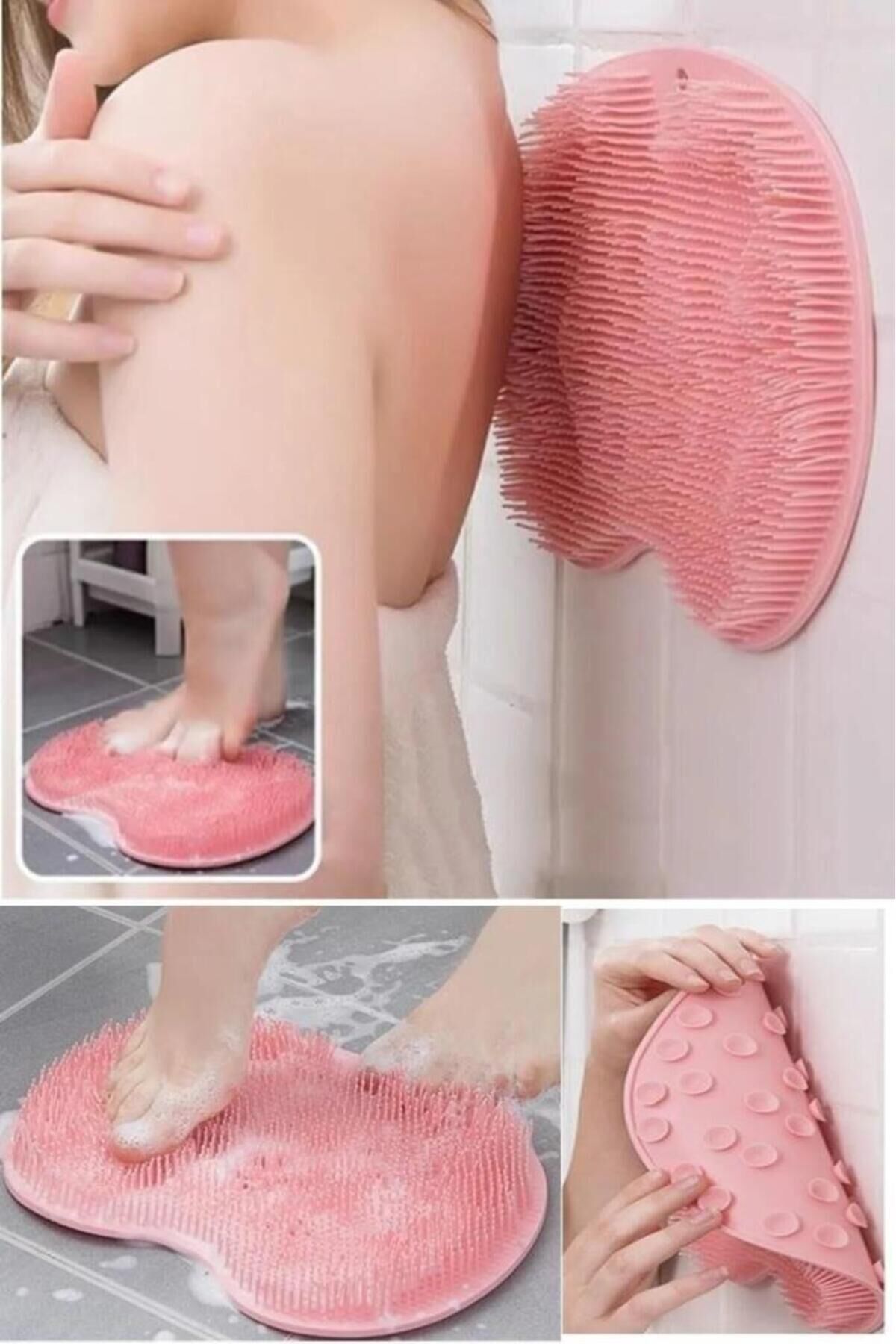 Vantuzlu Banyo Fırçası Masaj Pedi Sırt Ayak Kesesi Yıkama Aleti Lifi Tek Ebat