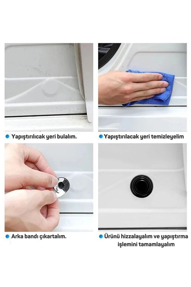 Araba Kapısı Darbe Ve Ses Emici Pad Seti Araç Kapısı Bagaj Kapağı Darbe Ve Ses Emici 10 Adet Siyah - Tek Ebat