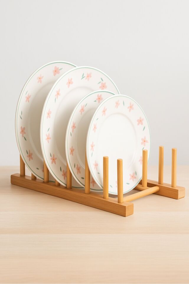 Bambu Tabak ve Kapak Düzenleyici | Çok Amaçlı Mutfak Organizer Stand