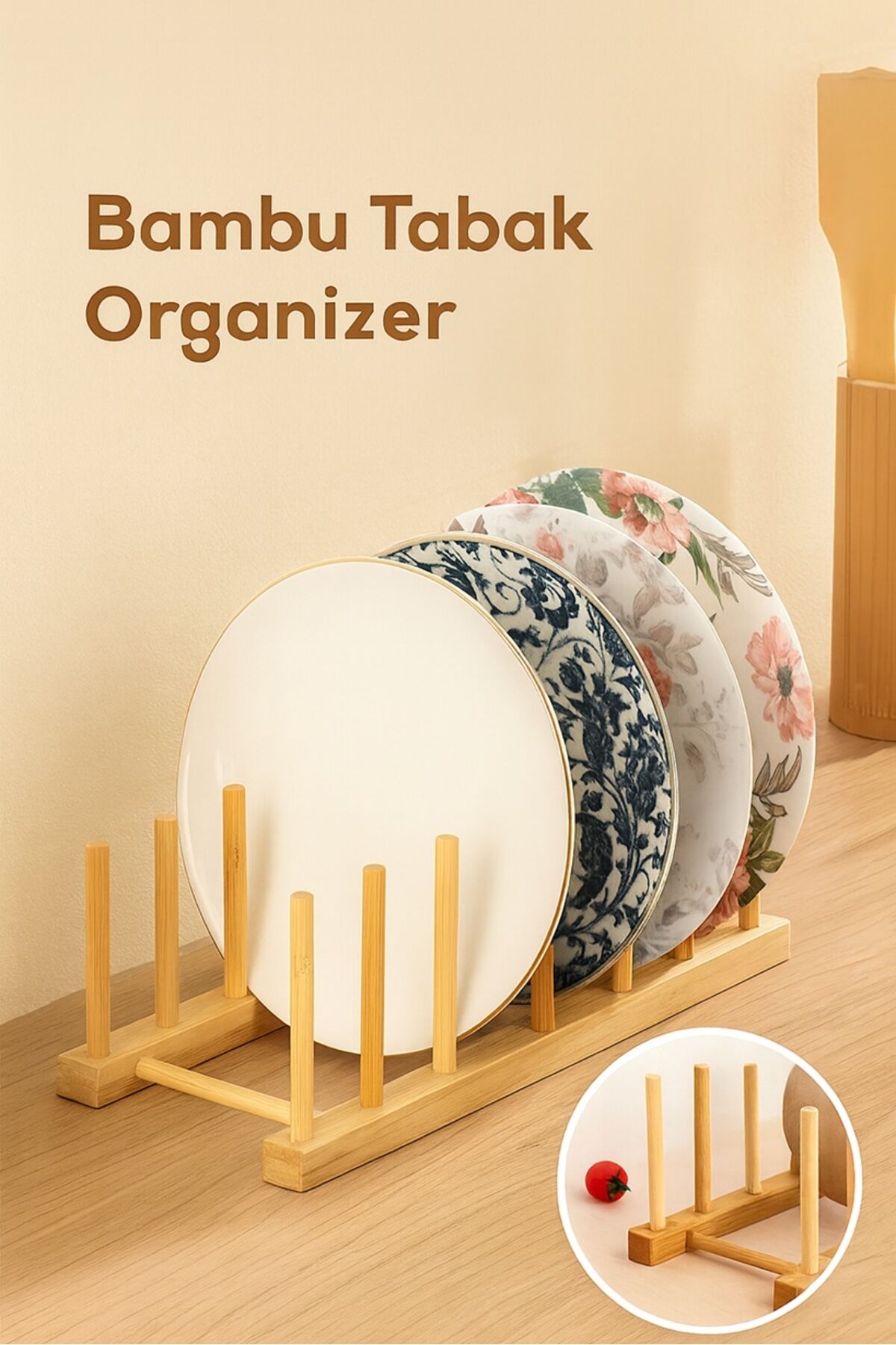 Bambu Tabak ve Kapak Düzenleyici | Çok Amaçlı Mutfak Organizer Stand