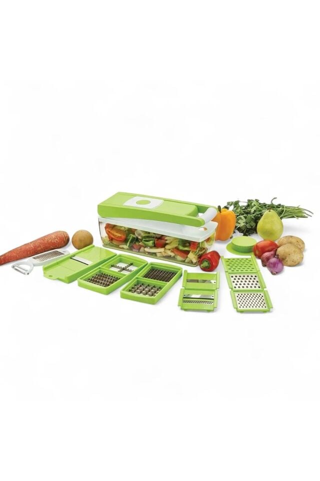 13 Par Nicer Dicer Ça Hazneli Sebze Doğrayıcı Dilimleyici Kesici Çok Fonksiyonlu Rende Seti