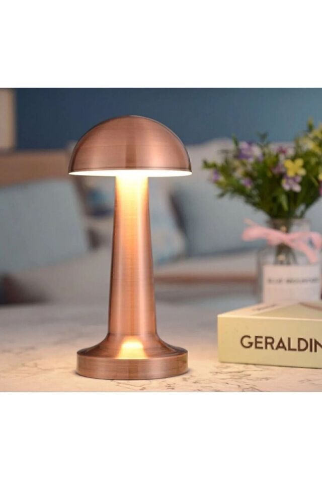 Bakır Renk Led Masa Lambası Tek Anahtarla 3 Renk Işık Dış Renk Ct-8430 Gold - Tek Ebat - 10 x 15
