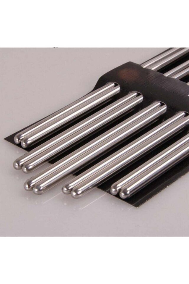 Metal Chopstick Paslanmaz Çelik Çin Çubuğu 5'li Gri - Tek Ebat