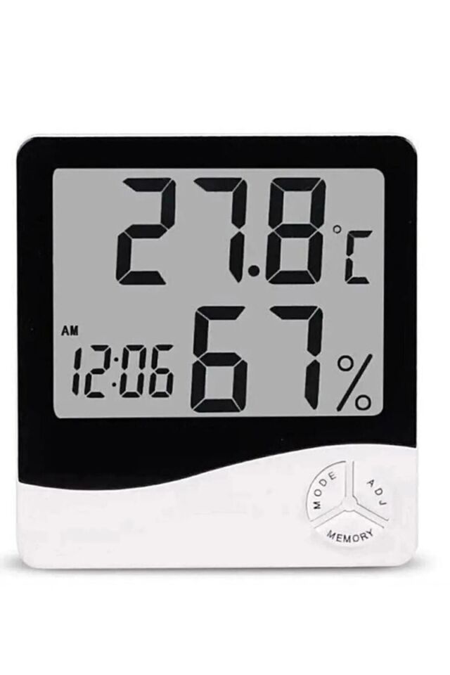 Dijital Termometre Higrometre Hava Istasyon Oda Iç Dış Mekan Sıcaklık Nem Ölçer Lcd Saat Alarm Tek Ebat
