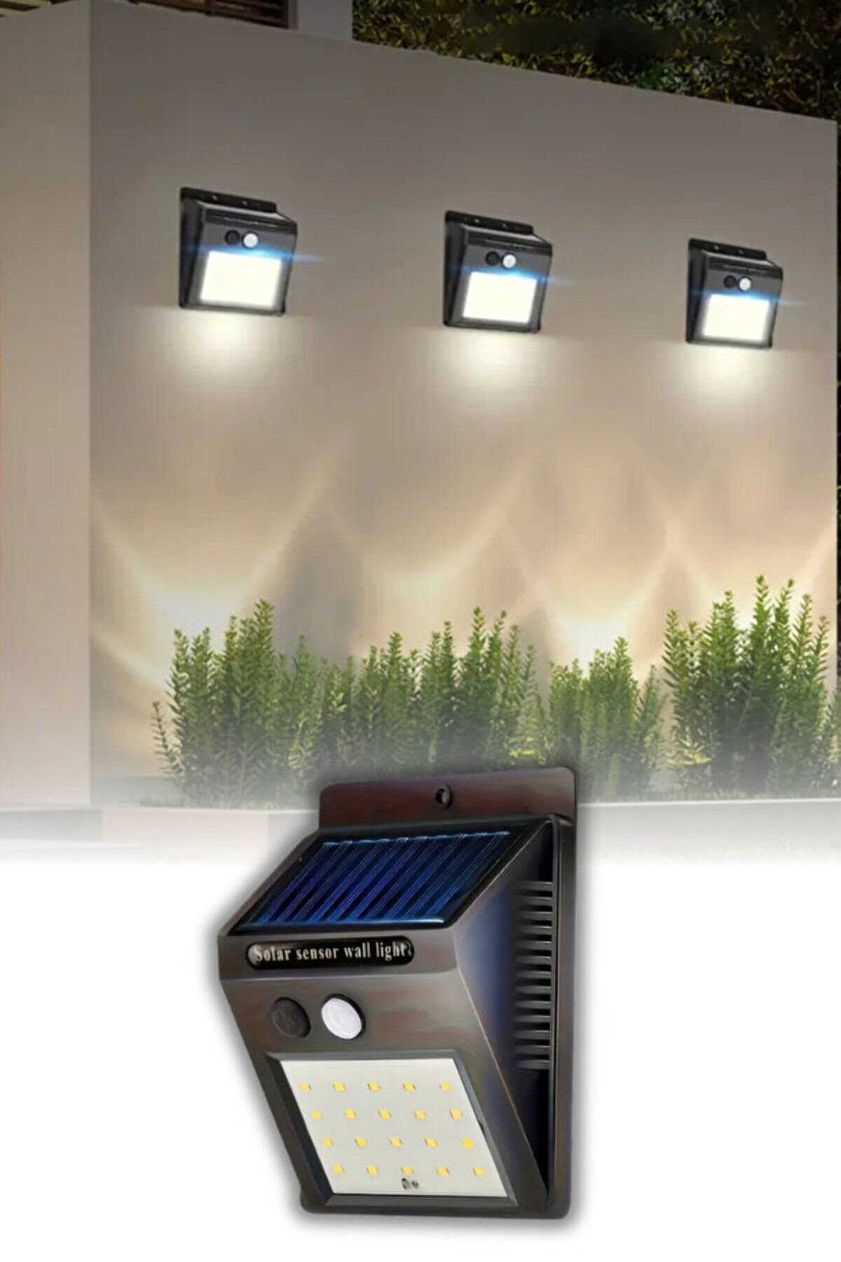 1 Adet Solar Güneş Enerjili Hareket Sensörlü Taraflı Bahçe Garaj Ev Aydınlatma Lambası Tek Ebat