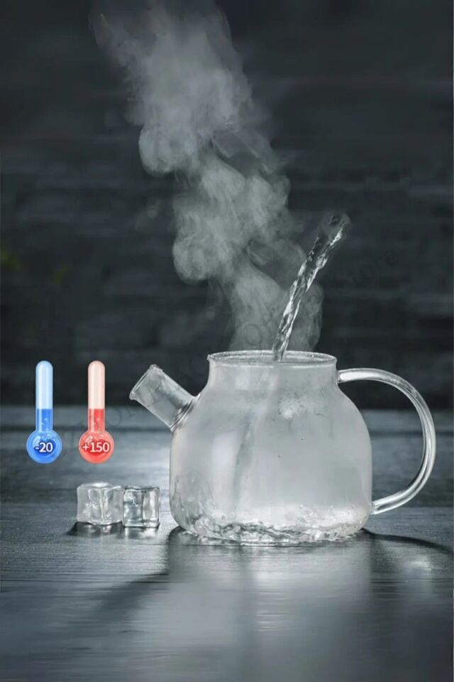 Cambu Bambu Zarafeti, Isıya Dayanıklı 900 ml Süzgeçli Cam Demlik Bitki Çayları ,Borosilikat , Sürahi Tek Ebat