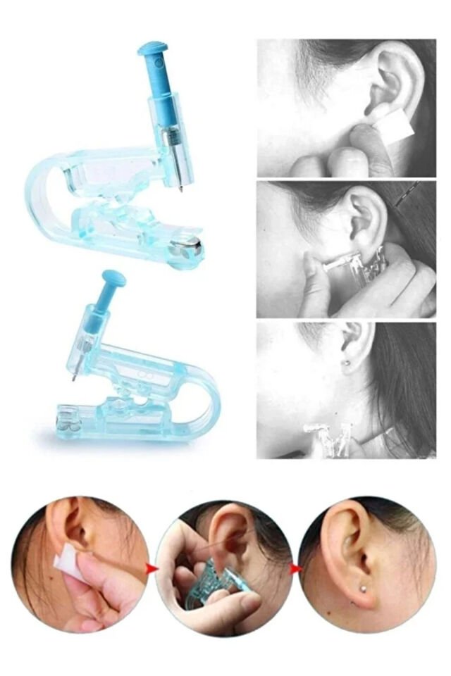 2 Adet Kulak Delme - Piercing Küpe Tabancası - Hijyenik Kulak Delme Kiti NoColor-4a3cbab4 - Tek Ebat