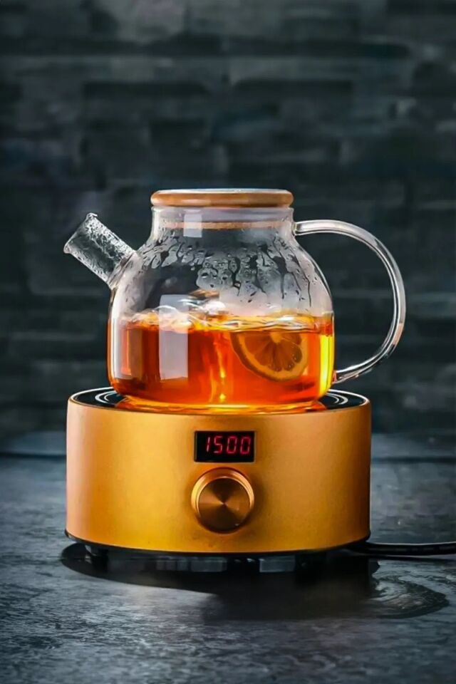 Cambu Bambu Zarafeti, Isıya Dayanıklı 900 ml Süzgeçli Cam Demlik Bitki Çayları ,Borosilikat , Sürahi Tek Ebat