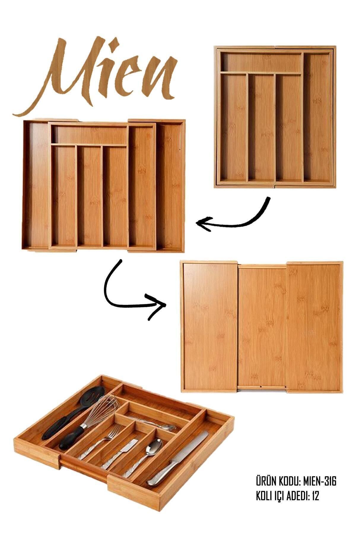 Bambu Ayarlanabilir Çekmece Içi Ölçü Ayarlı Kaşıklık 5-7 Bölmeli Fma896796 kahverengi - Tek Ebat - 37 x 49