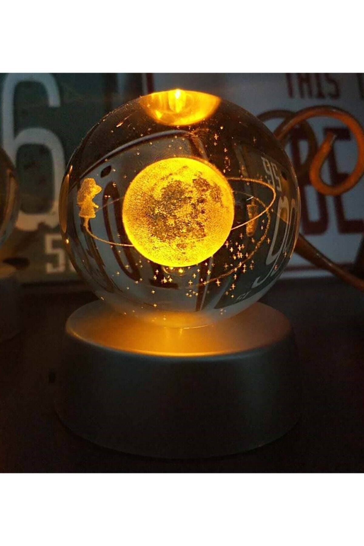 3d Samanyolu Temalı Satürn Kız Işıklı Cam Küre