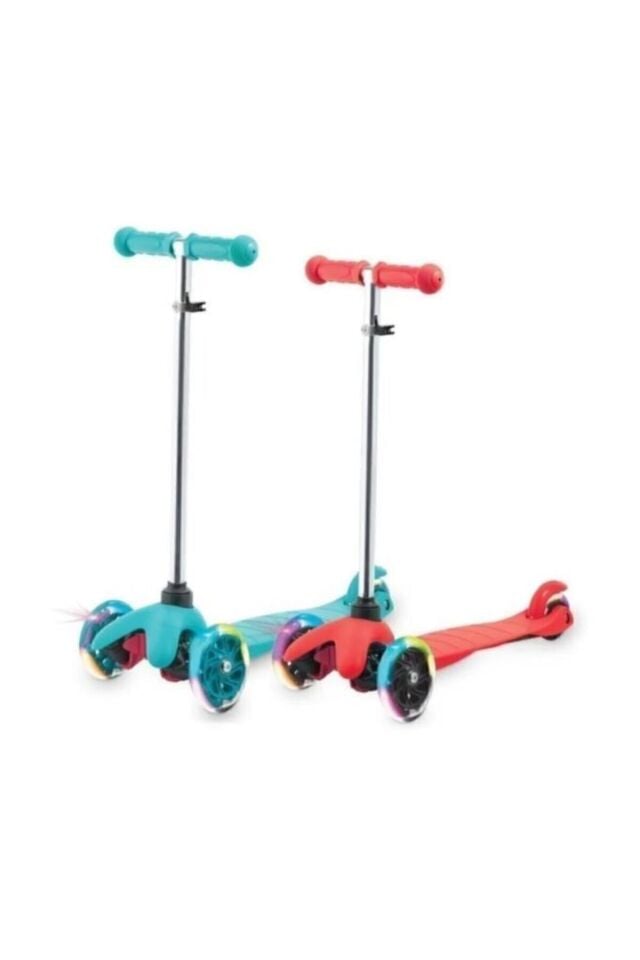Tech 7 Renk Led Işıklı Tekerlekli Scooter-KIRMIZI