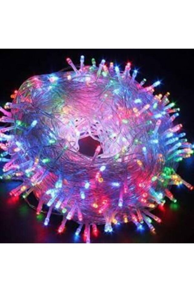 10 Mt Uzunluğunda 100 Ledli Rgb Fişli 8 Fonksiyonlu Şeffaf Kablo
