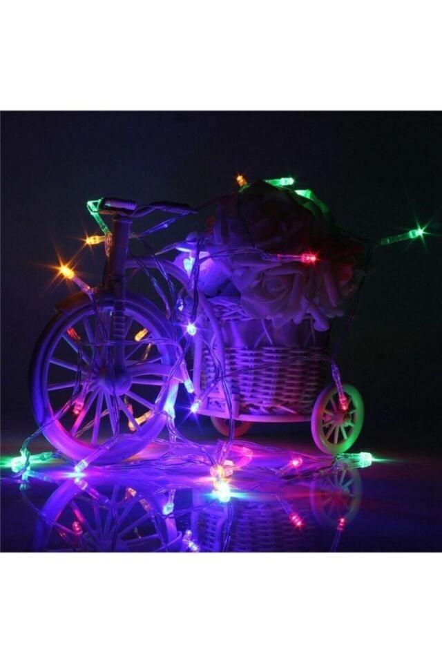 10 Mt Uzunluğunda 100 Ledli Rgb Fişli 8 Fonksiyonlu Şeffaf Kablo