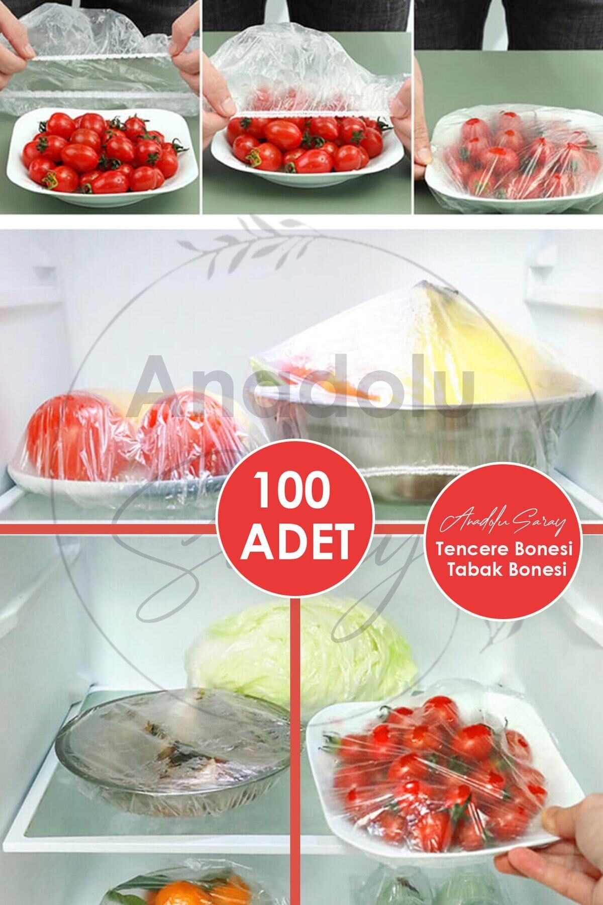100 Adet Pratik Tazeliği Koruyan Tencere ve Tabak Bonesi | Çok Amaçlı Kapak Gıda Bonesi Strech Kapak