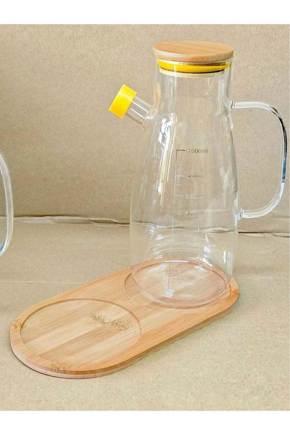 Bambu 2 Bölmeli Yağdanlık Altlığı, Yağdanlık Standı, Sosluk Standı Kahverengi - Tek Ebat