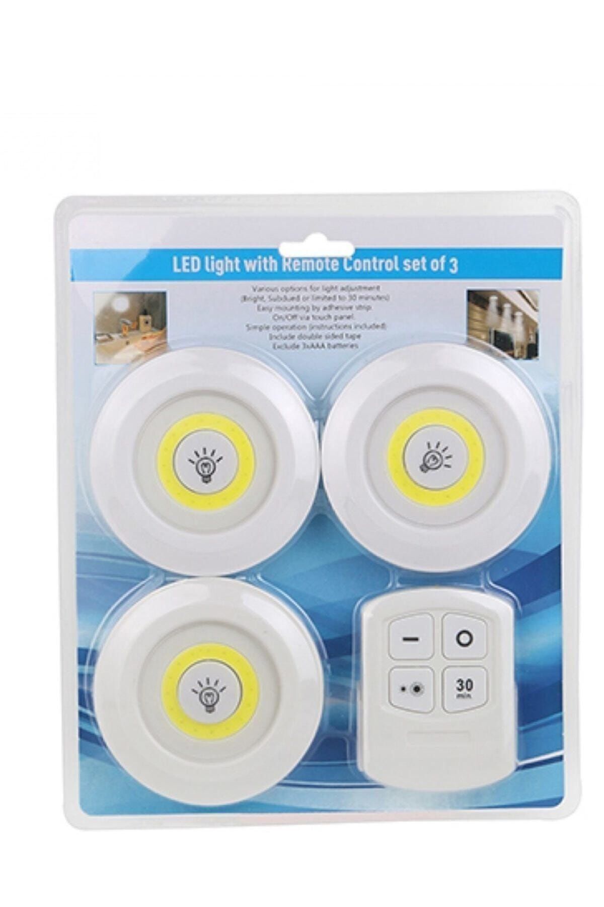 0,3 Watt Uzaktan Kumandalı Kablosuz 3'lü Led Spot Lambalar Ürün görselinde bulunuyor Yok Gün Işığı Tek Ebat