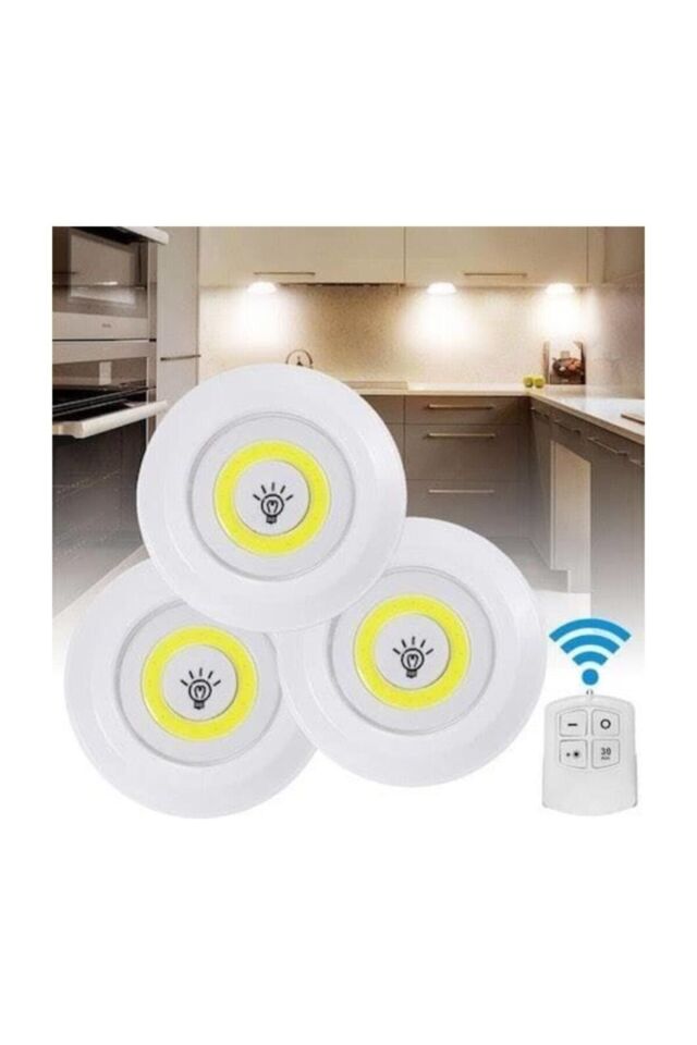 0,3 Watt Uzaktan Kumandalı Kablosuz 3'lü Led Spot Lambalar Ürün görselinde bulunuyor Yok Gün Işığı Tek Ebat
