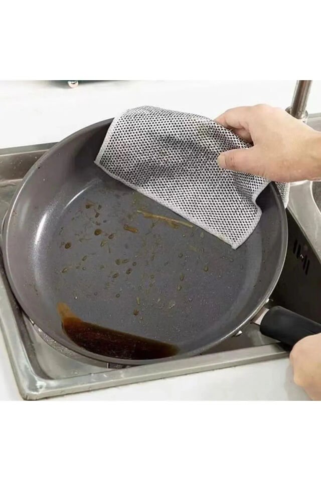 3 Adet Çizmez Bez Telli Bulaşık Bezi, Zor Kir Bezi, Mutfak Banyo Bezi Tek Ebat