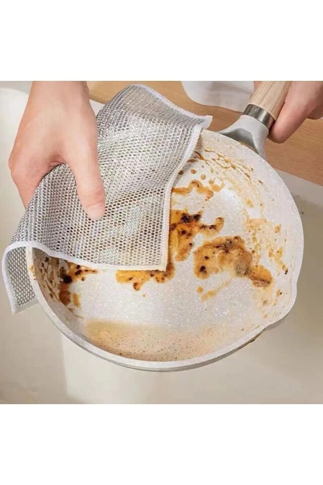 3 Adet Çizmez Bez Telli Bulaşık Bezi, Zor Kir Bezi, Mutfak Banyo Bezi Tek Ebat