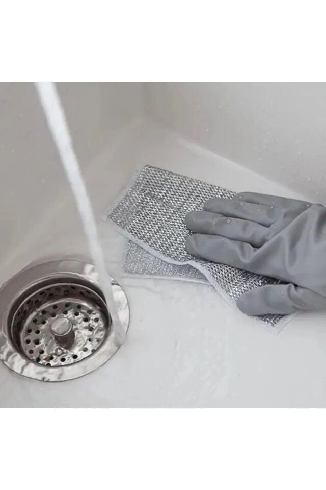 3 Adet Çizmez Bez Telli Bulaşık Bezi, Zor Kir Bezi, Mutfak Banyo Bezi Tek Ebat