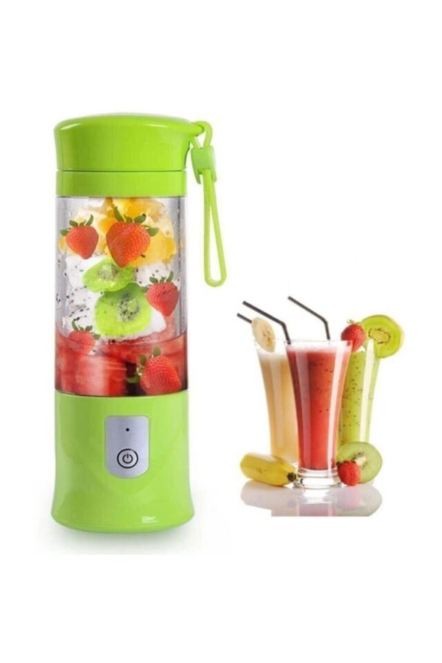Taşınabilir Yeşil Şarjlı Portatif El Blenderi 380 ml yeşil - Tek Ebat