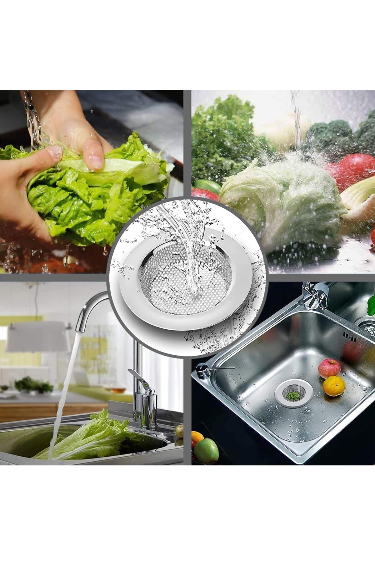 Büyük Boy Paslanmaz Çelik Lavabo Süzgeci- Evye Süzgeci