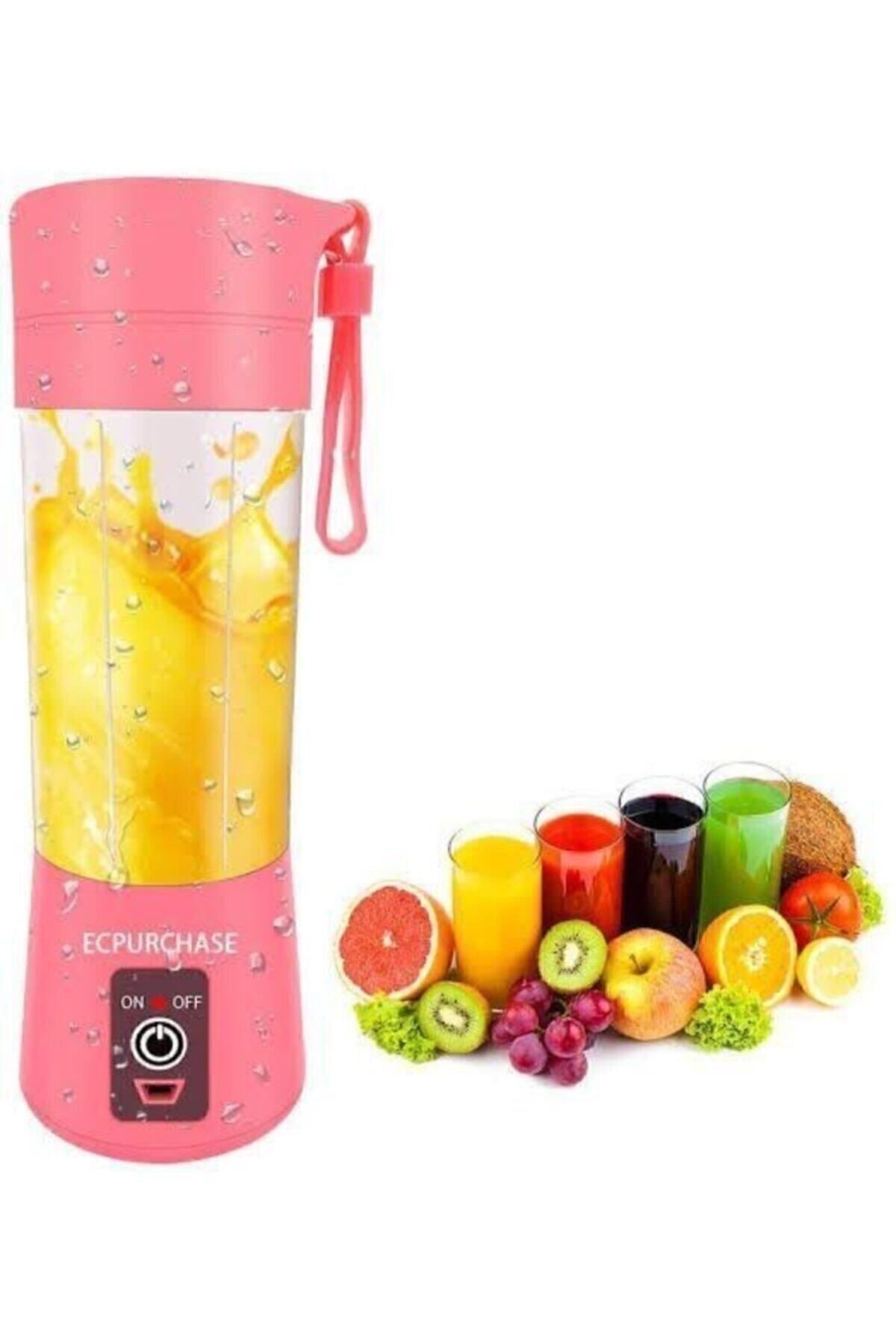 Portatif Taşınabilir El Blender 380 ml 6 Bıçaklı Usb Şarjlı Blender Pembe Renk No Color - 400 ML