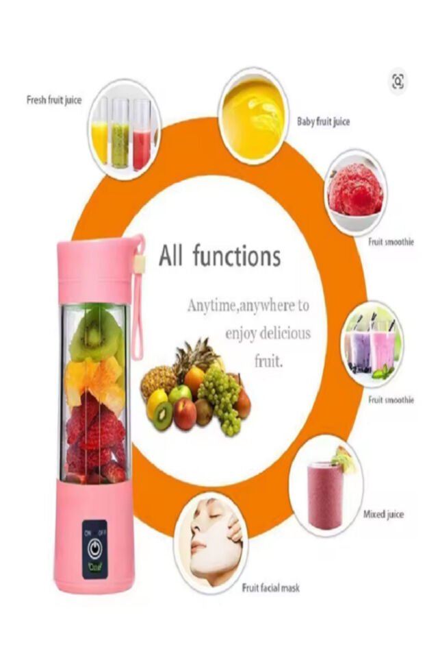 Portatif Taşınabilir El Blender 380 ml 6 Bıçaklı Usb Şarjlı Blender Pembe Renk No Color - 400 ML