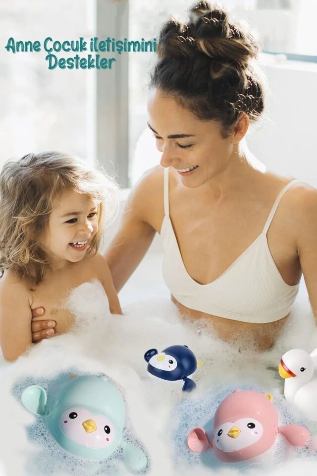 Kurmalı Bebek Banyo Oyuncağı Banyo Küvet Havuz Deniz de Yengeç Kamplumbağ Penguen Yüzen Oyuncak ÇOK RENKLİ - Tek Ebat