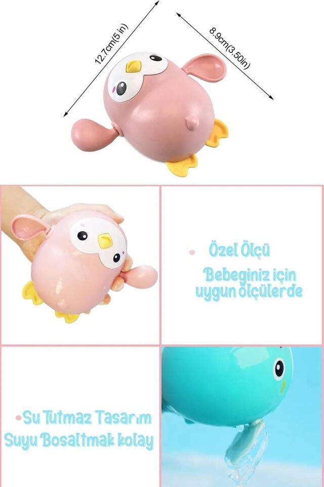 Kurmalı Bebek Banyo Oyuncağı Banyo Küvet Havuz Deniz de Yengeç Kamplumbağ Penguen Yüzen Oyuncak ÇOK RENKLİ - Tek Ebat