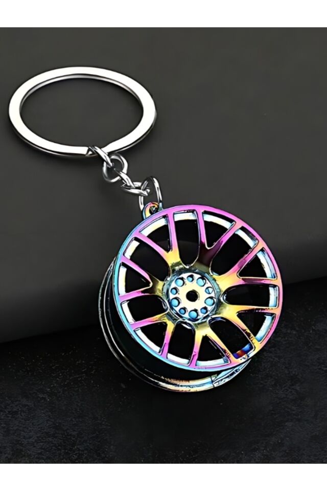 Renkli Jant Anahtarlık Araç Aksesuarı 3D Metal Anahtarlık Tek Ebat