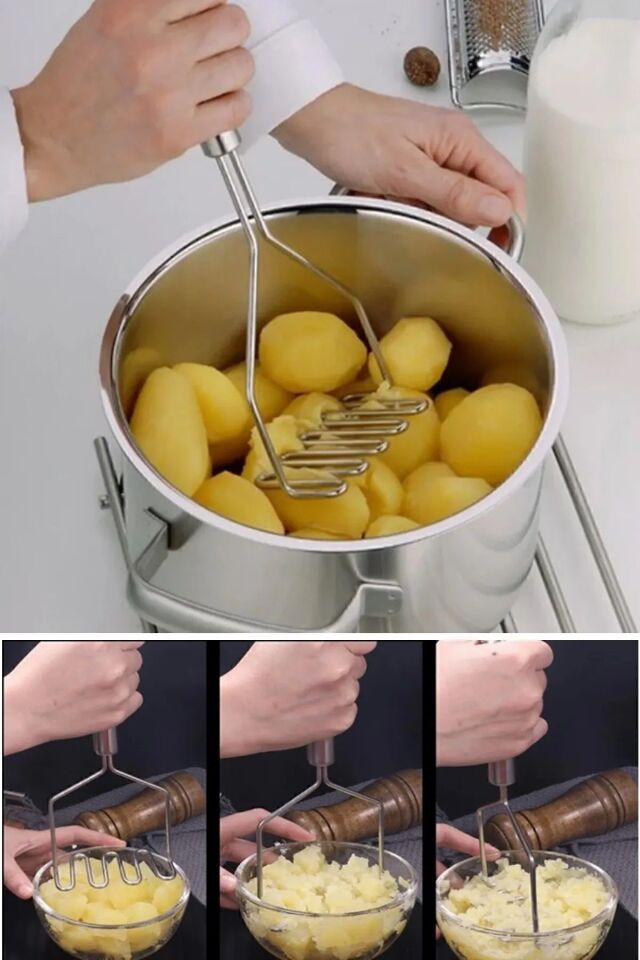 Pratik 24 Cm Lüks Paslanmaz Metal Patates Ezici | Patates Ezici Püre Yapıcı Tek Ebat