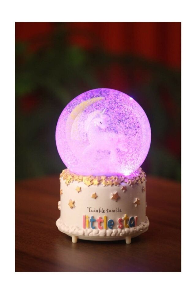 Orta Boy Unicorn Temalı Müzikli Ve Işıklı Kar Küresi Unicorn