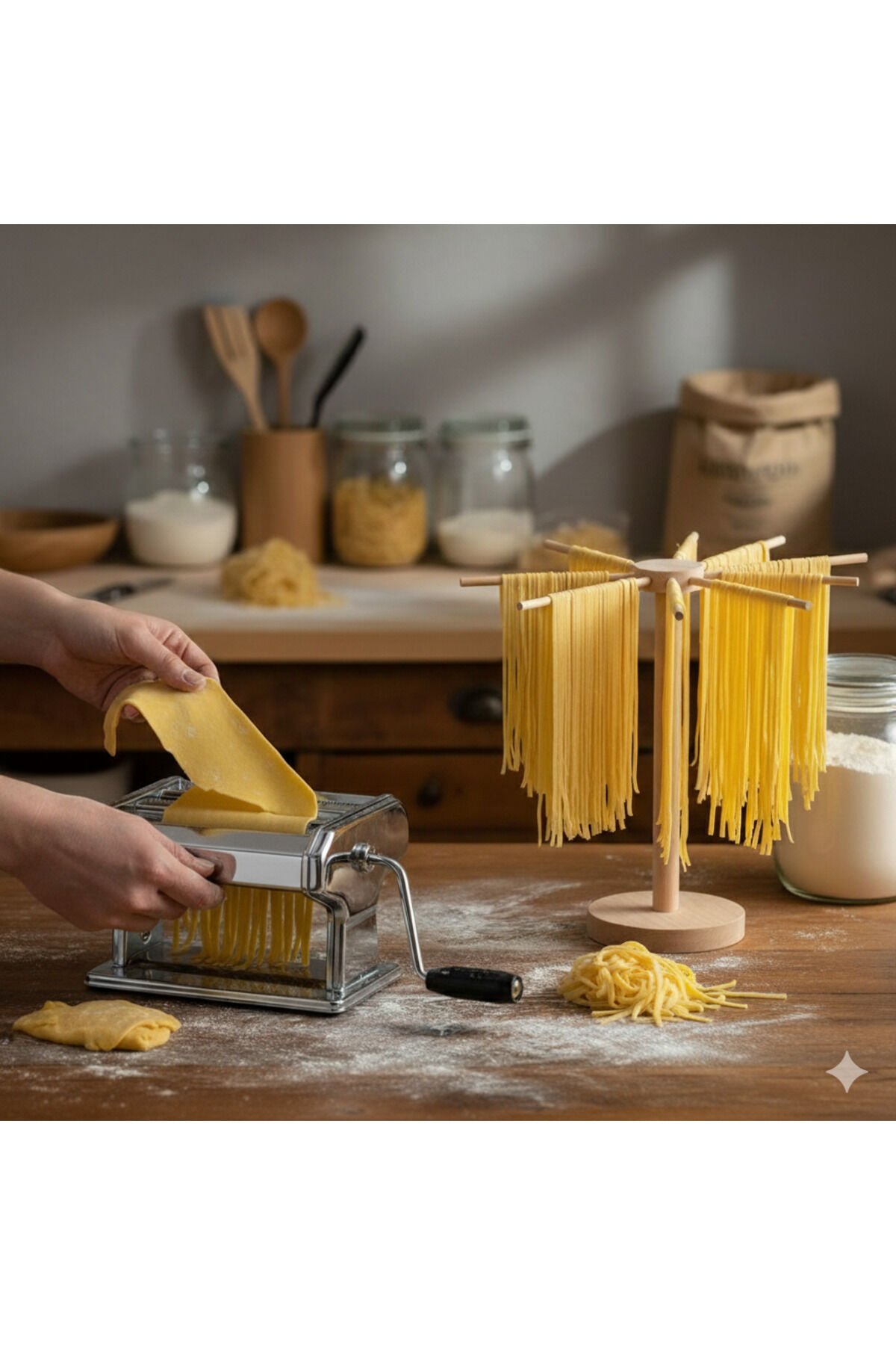 Home Erişte, Makarna, Spagetti, Hamur, Mantı Açma Makinesi Şekillendirici Ve Askı Aparatı Gri - Tek Ebat