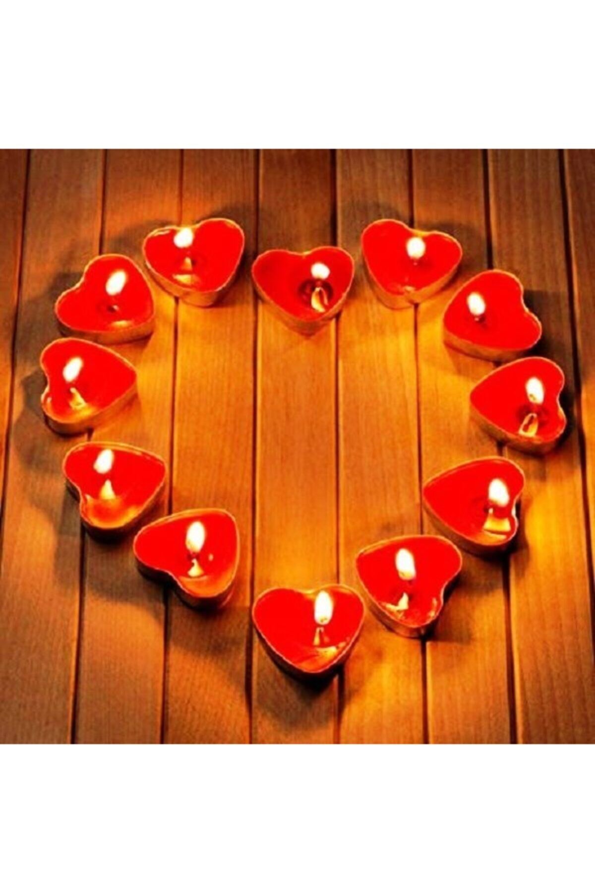 Kırmızı Tealight Kalpli Mum 25 Adet Karışık - Tek Ebat