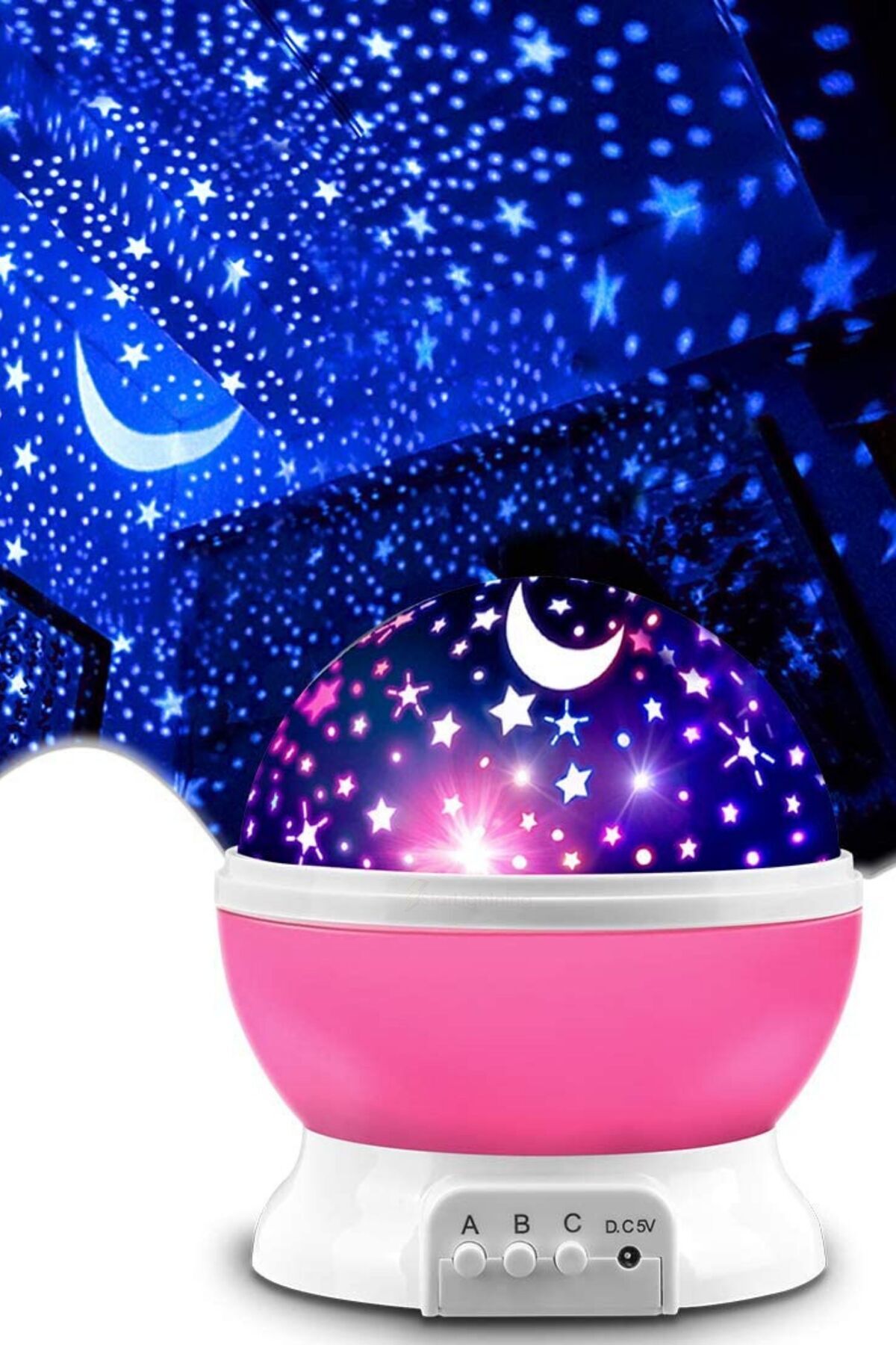 Yıldızlı Gece Lambası Çocuk Masa Lambası Dekoratif Lamba Pembe 7007 - Tek Ebat - 15 x 15