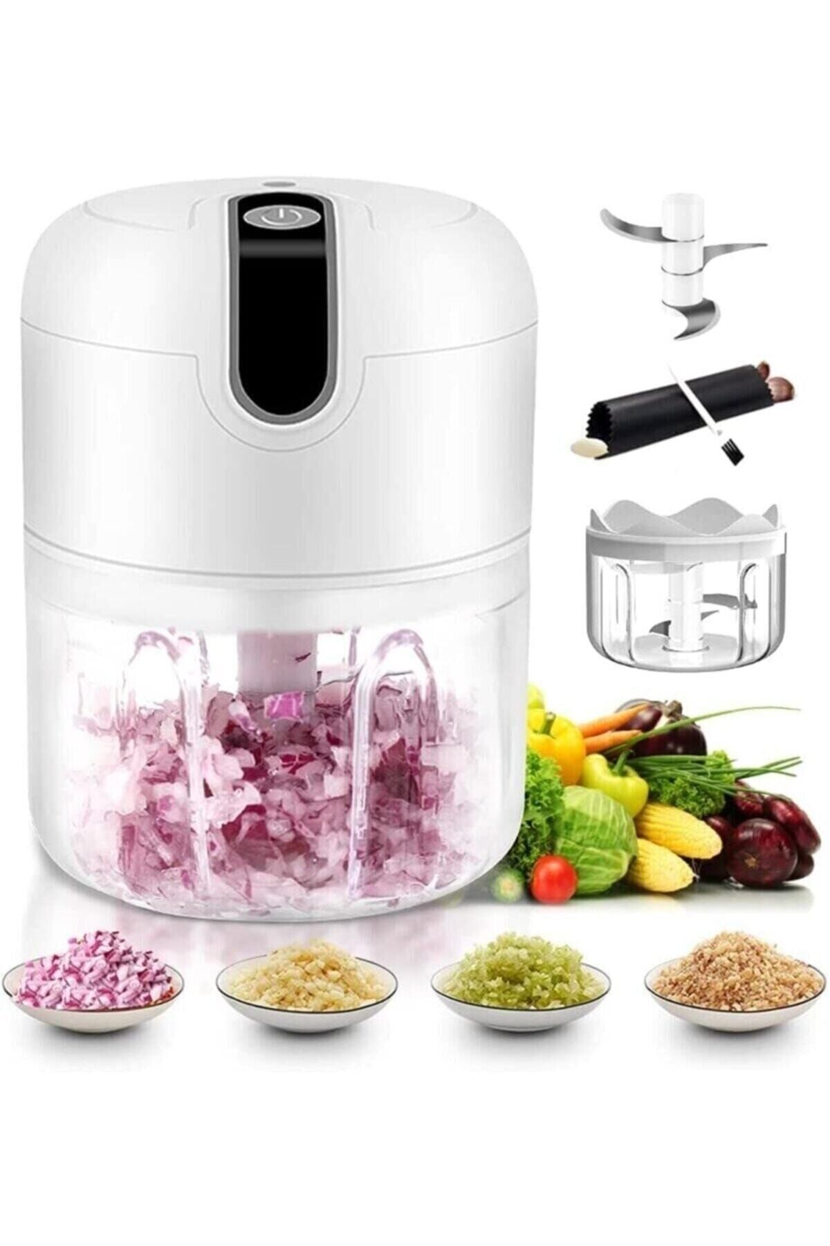 Şarjlı Mini El Rondosu Çelik Bıçaklı 300 ml Şarjlı Mini Rondo Beyaz - Tek Ebat