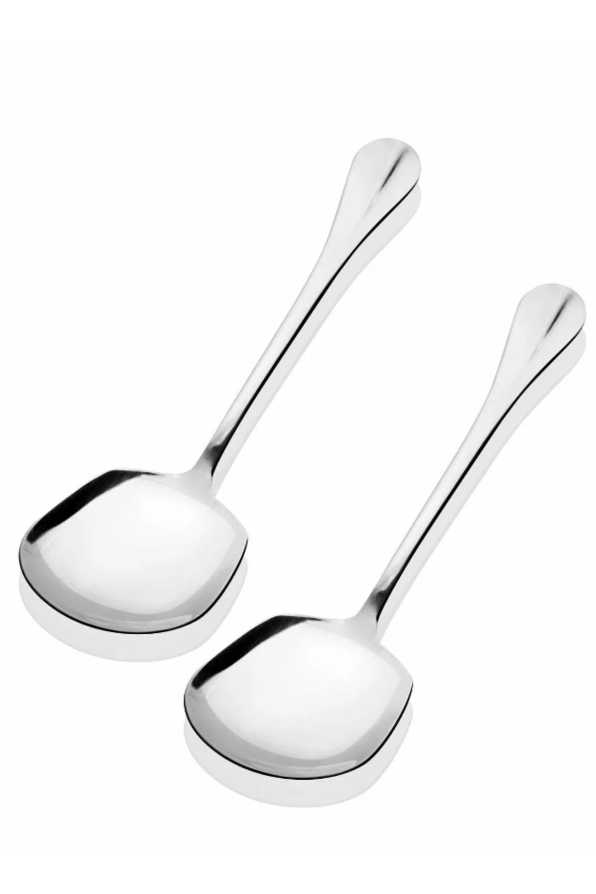 2 Adet Paslanmaz Çelik Servis Kaşık 21 Cm - Sunum Servis Kaşığı Paslanmaz KROM - Tek Ebat