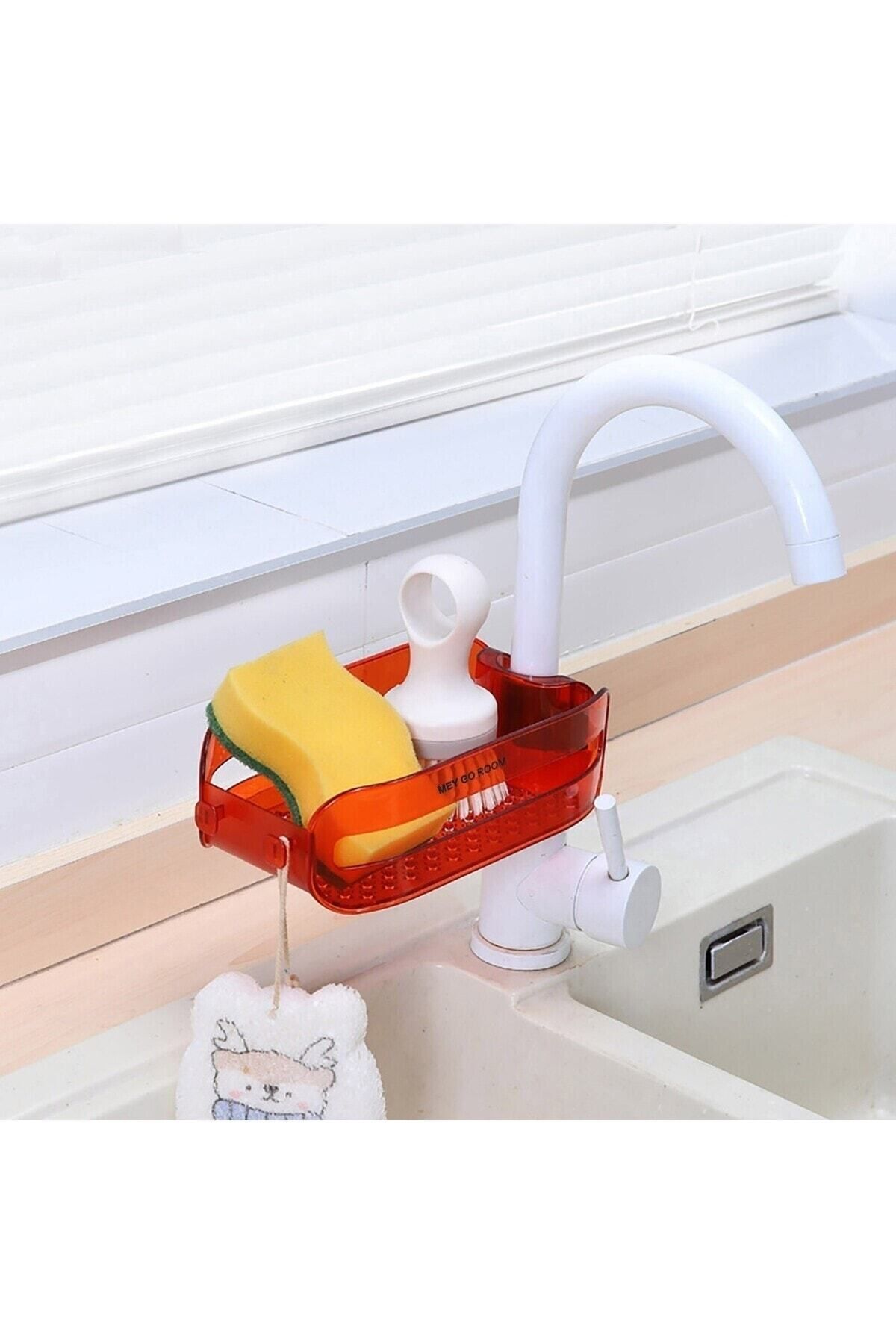 Mutfak Lavabo Ayarlı Musluk Yanı Organizeri Bulaşık Süngeri Banyo Şampuan Düzenleyici Raf