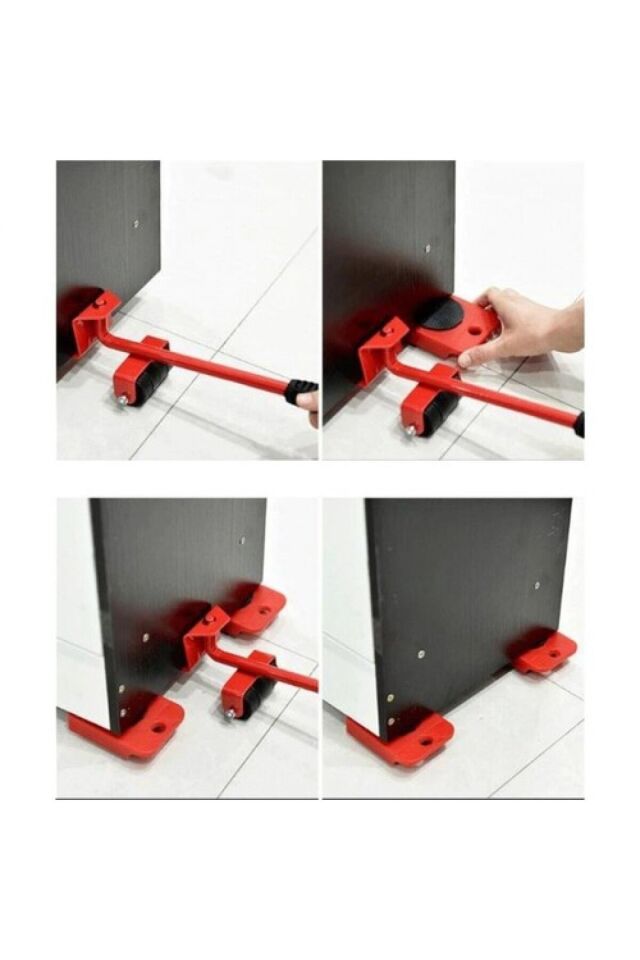 Tekerlekli Mobilya Taşıma Kaydırma Krikolu Beyaz Eşya Taşıma Aparatı Kırmızı