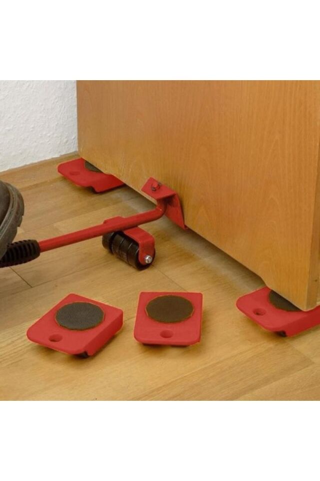 Tekerlekli Mobilya Taşıma Kaydırma Krikolu Beyaz Eşya Taşıma Aparatı Kırmızı