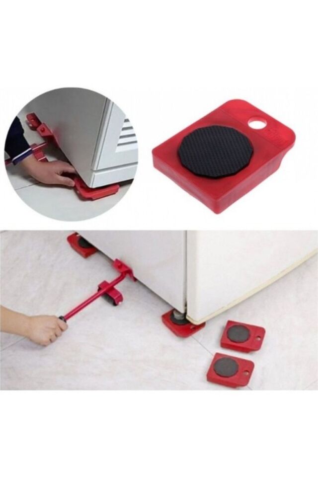 Tekerlekli Mobilya Taşıma Kaydırma Krikolu Beyaz Eşya Taşıma Aparatı Kırmızı