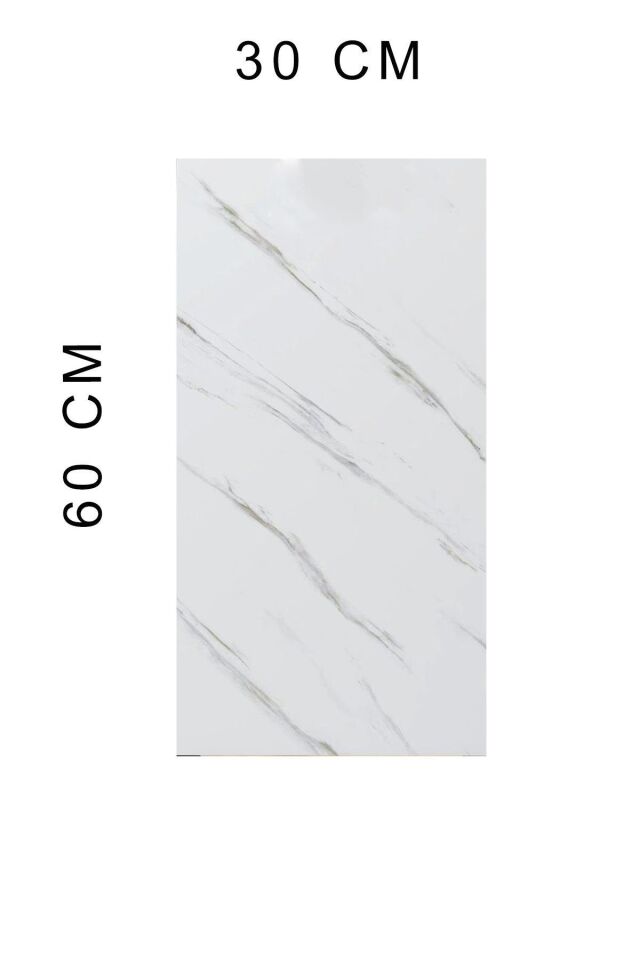 30x60 Cm Beyaz Siyah Mermer Desenli Kendinden Yapışkanlı Seramik Köpük Banyo PVC Duvar Paneli-6013 Tek Ebat