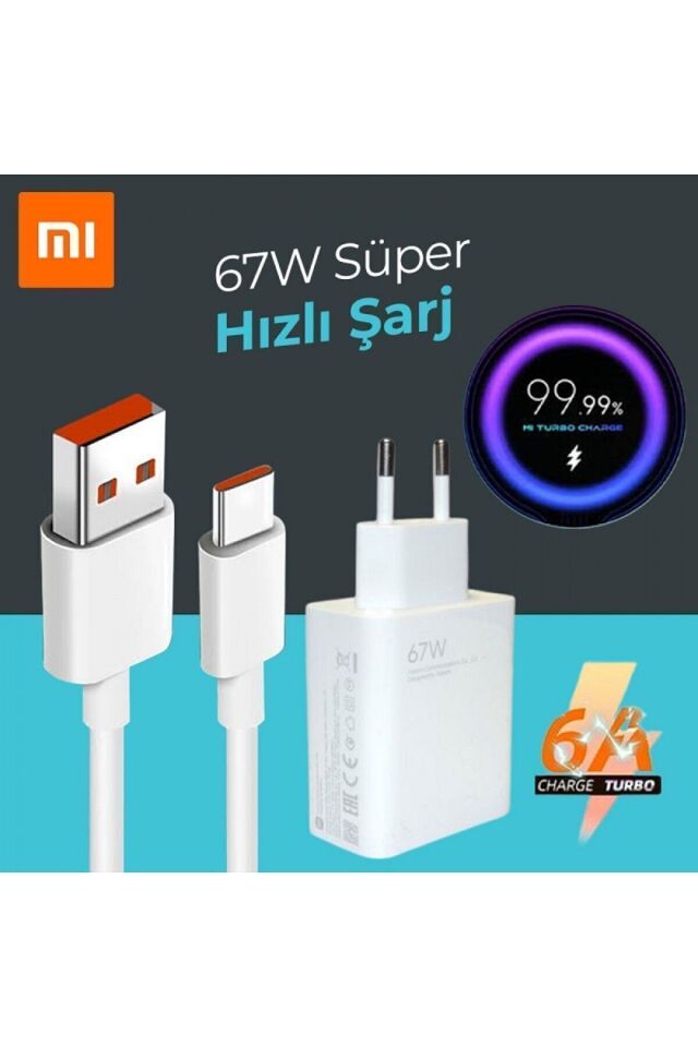 Xiaomi 67 Watt Turbo Fast Şarj Aleti Tpy-c beyaz - Tek Ebat