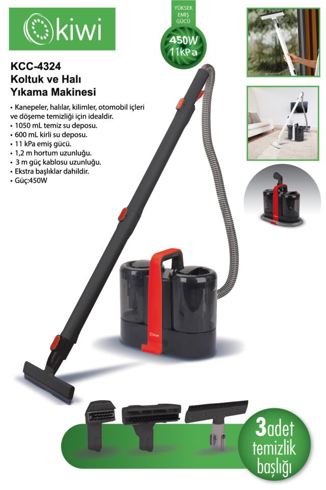 Kcc-4324 Koltuk ve Halı Yıkama Makinesi Kırmızı - Tek Ebat