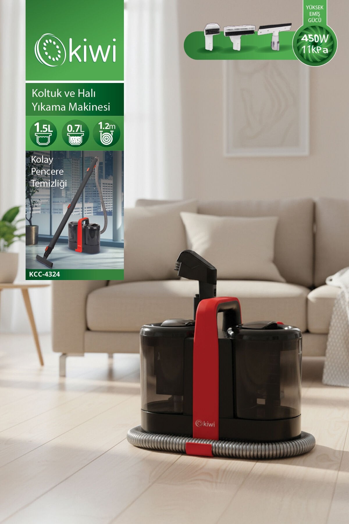 Kcc-4324 Koltuk ve Halı Yıkama Makinesi Kırmızı - Tek Ebat